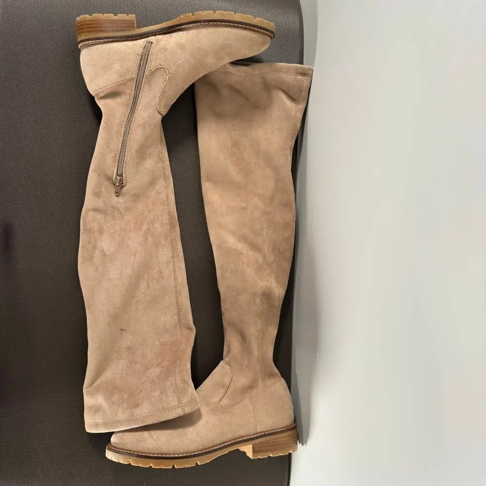 Steve Madden Women's Taupe Lizbeth Fashion Over The Knee Zipper Boot Size 7M